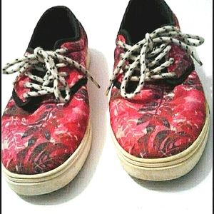 Vibe Fuchsia Hawaiian Trooical Pattern Canvas Sneakers Beach Vacation 8
